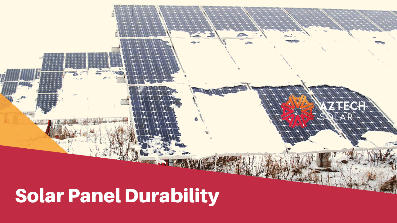 Snow-covered solar panels demonstrating durability