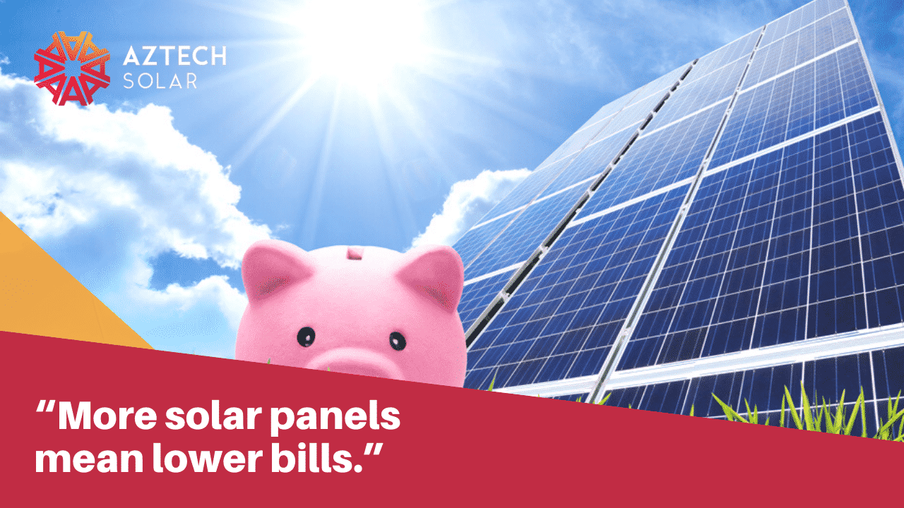 Piggy bank beside solar panels under bright sun