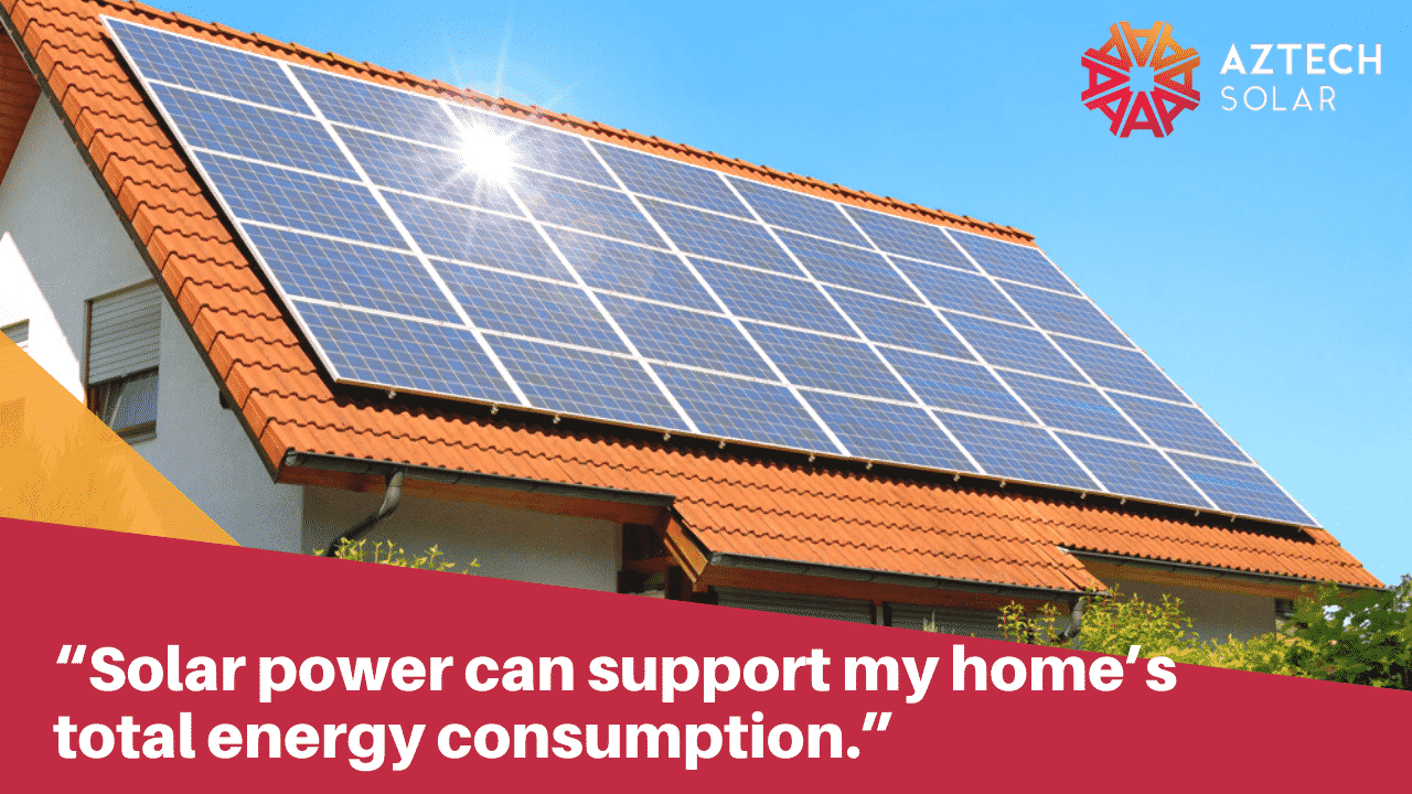 Solar panels installed on tiled suburban home roof