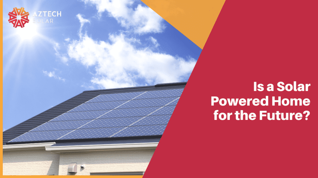 Solar panels on home roof under blue sky