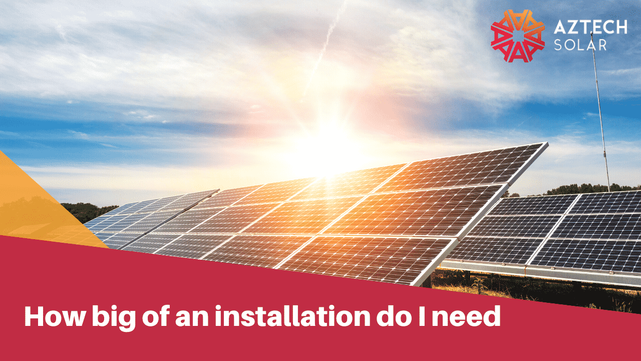 Solar panels under bright sun, Aztech Solar branding