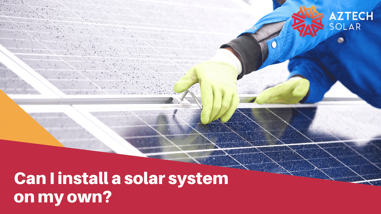 Technician installing rooftop solar panels