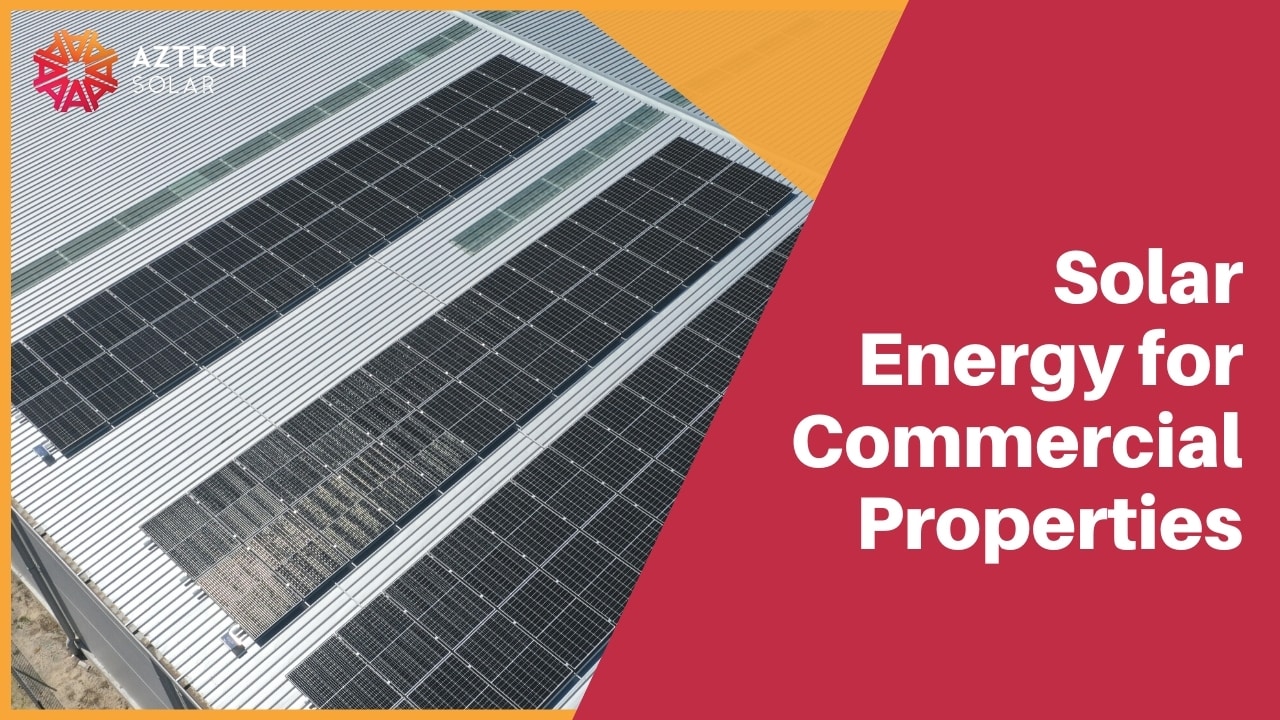 Rooftop solar panels on commercial warehouse building