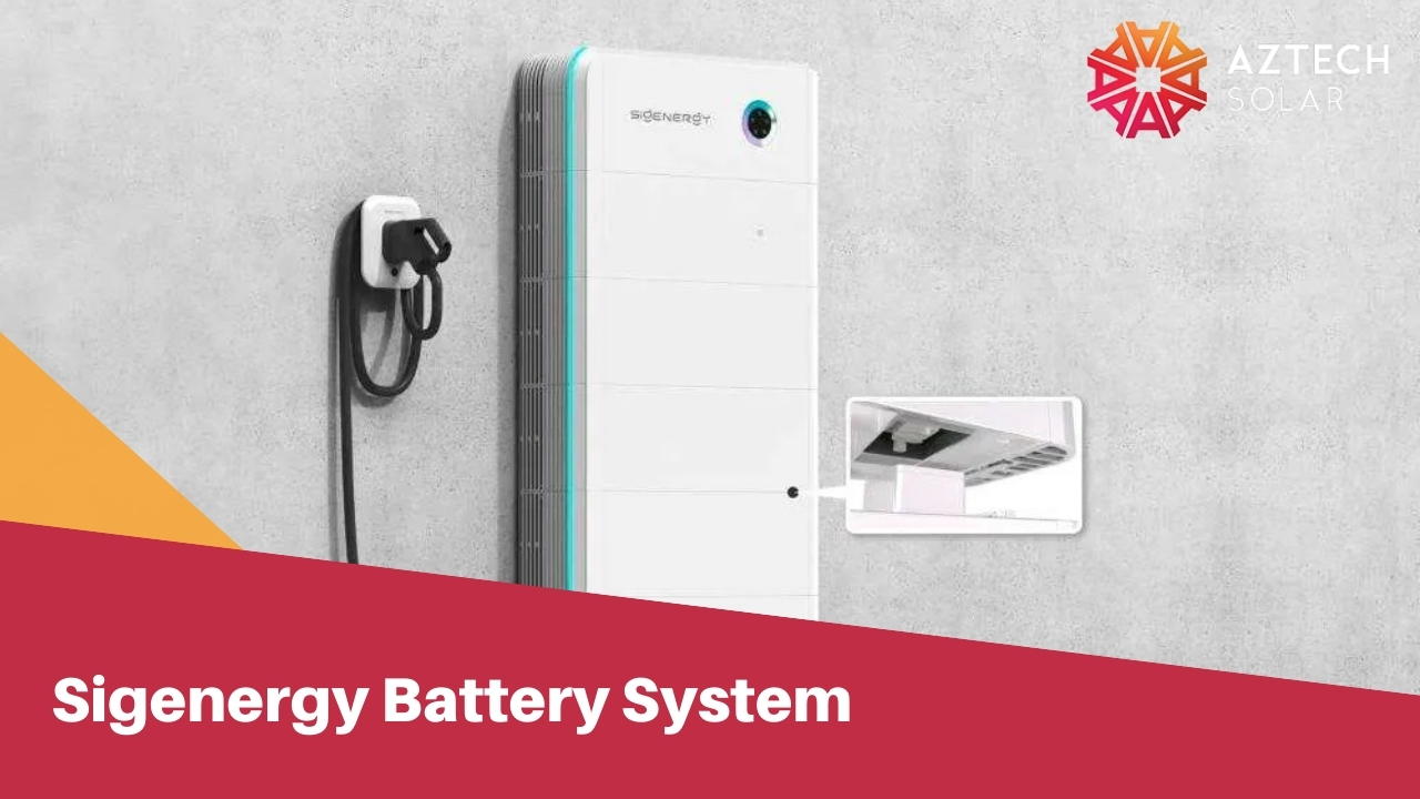 Sigenergy modular solar battery system with integrated inverter components in a residential installation