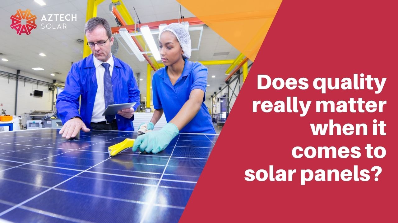 Inspecting solar panels for quality assurance.