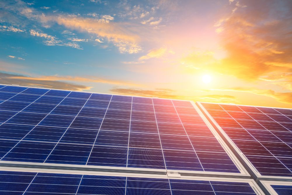 Solar panels generating renewable energy on the Central Coast NSW under a bright sunny sky