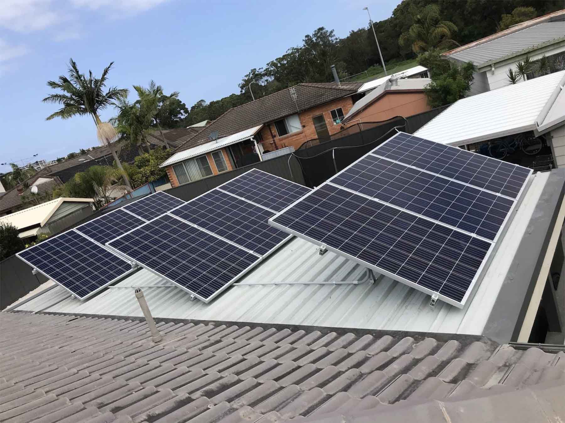 Solar panels installed on a residential rooftop.