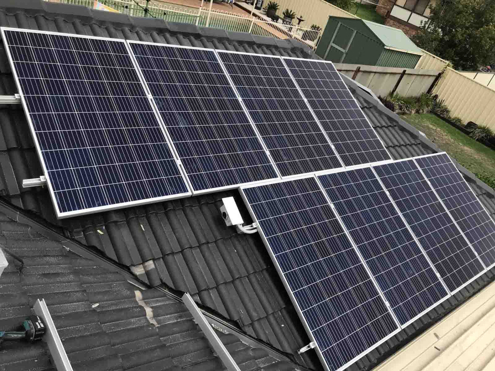Rooftop solar panels generating renewable energy