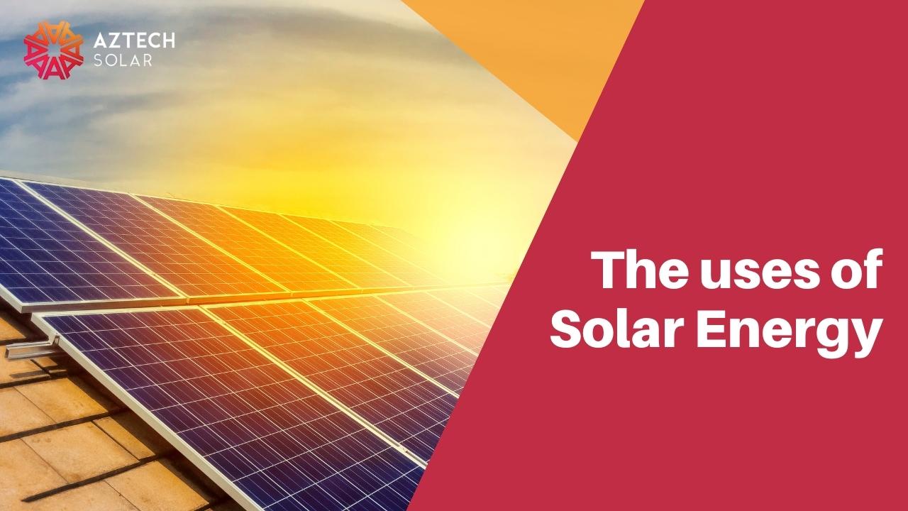 Solar panels generating renewable energy at sunset.