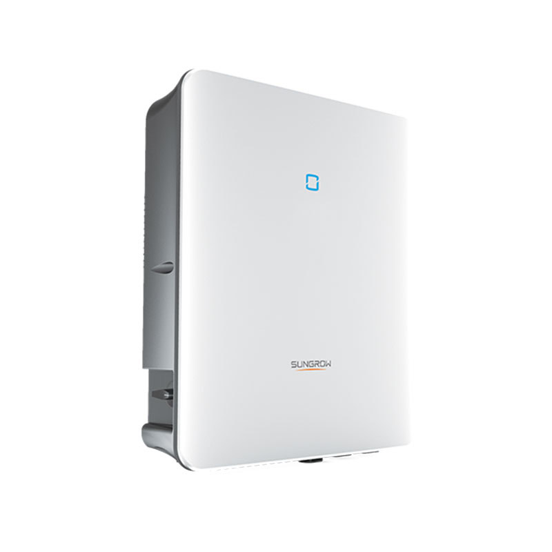 Sungrow solar inverter, white, compact design.