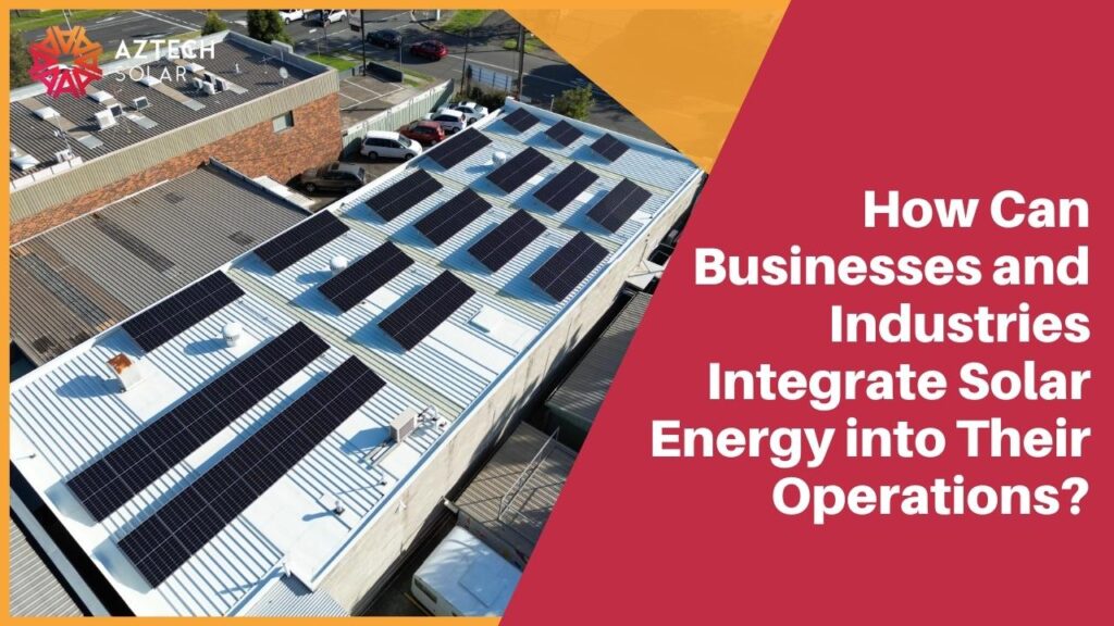 Commercial rooftop solar panels on industrial building