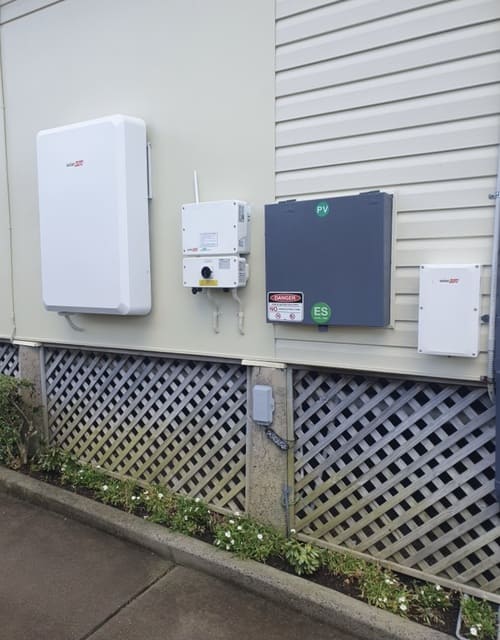 Solar energy equipment mounted on exterior wall.