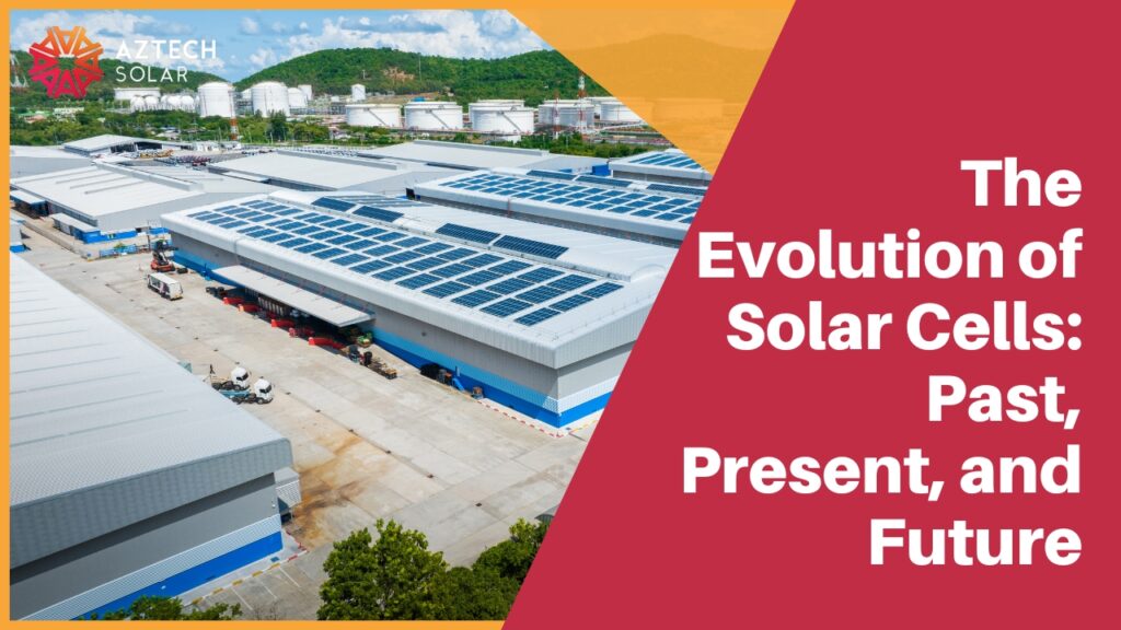 Aerial view of solar panel installation on warehouse.