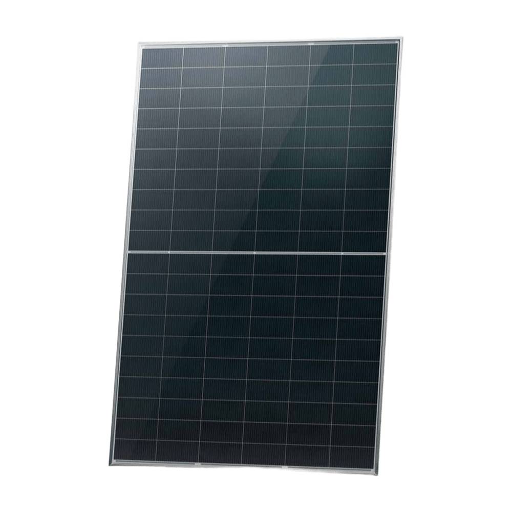 Black solar panel with multiple cells installed.