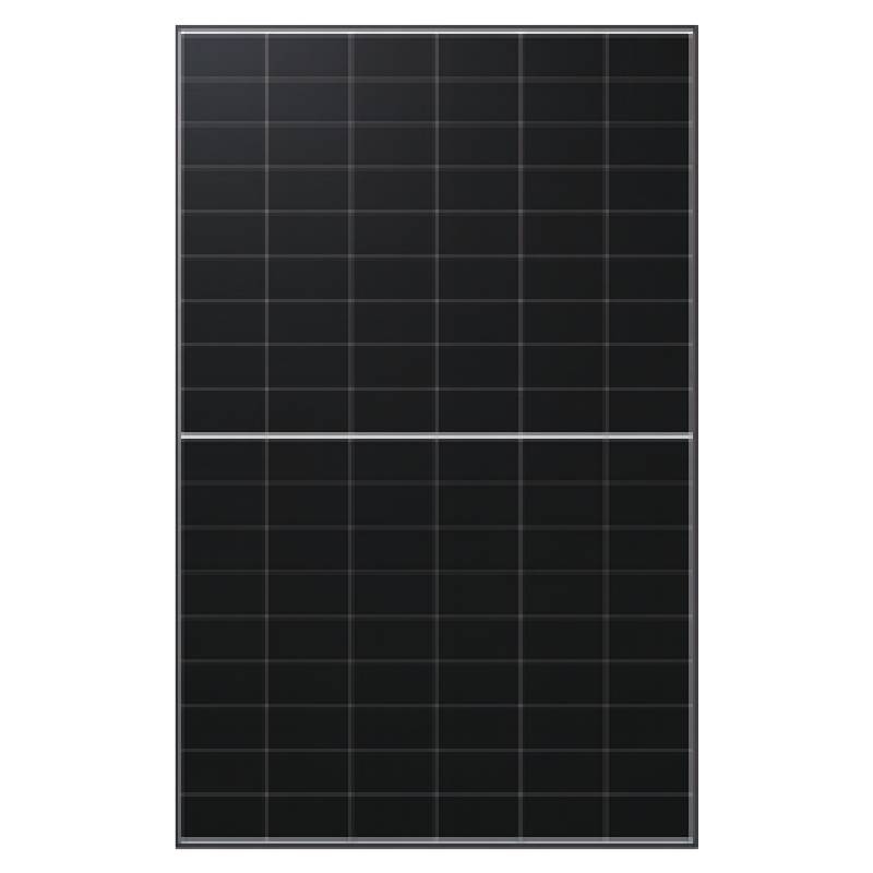 Black solar panel with grid pattern.