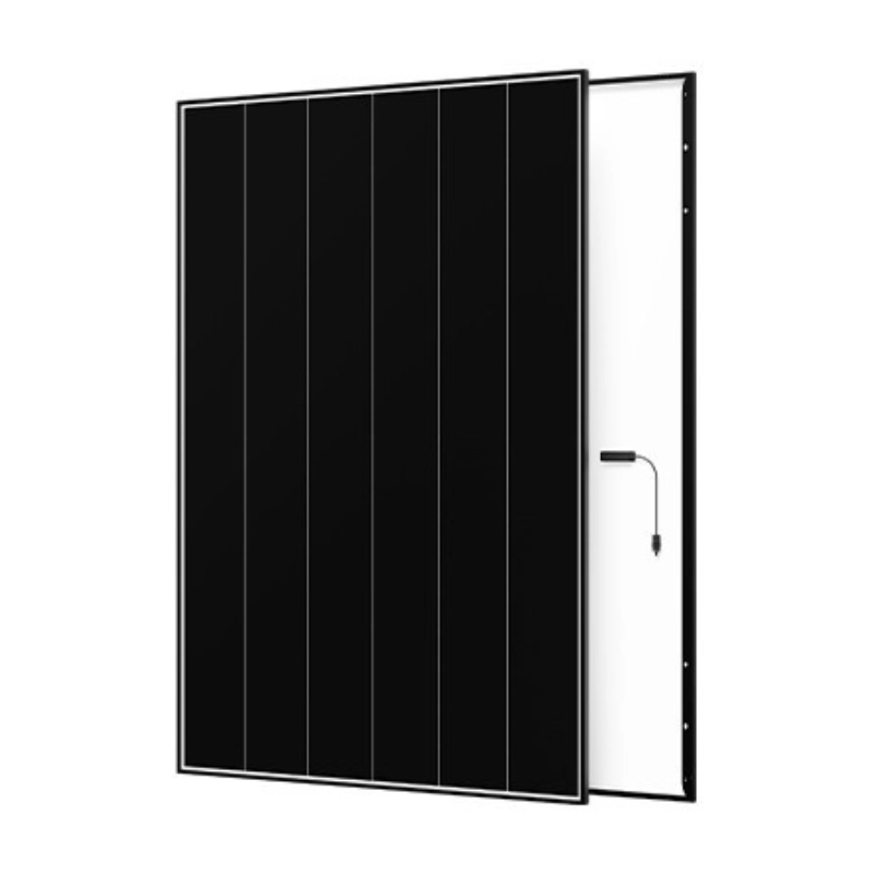 Black solar panel with rear cable connection