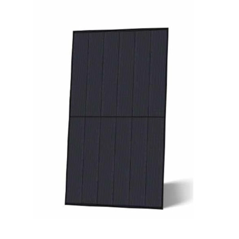 Black solar panel module isolated on white background