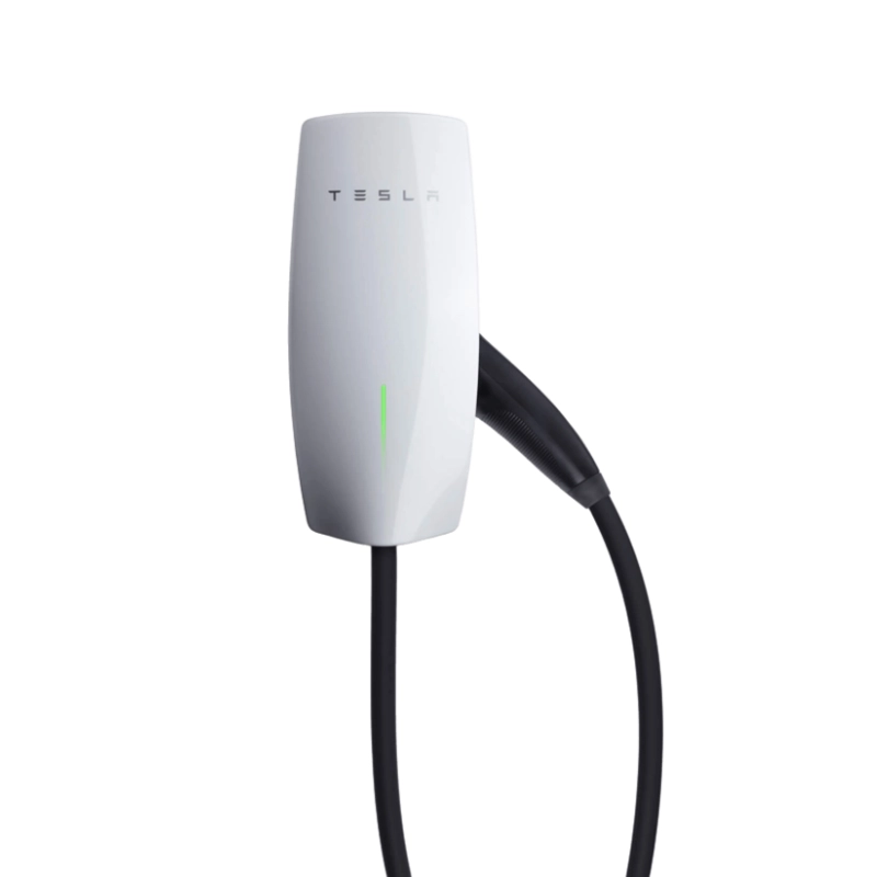 Tesla wall-mounted electric vehicle charger with cable